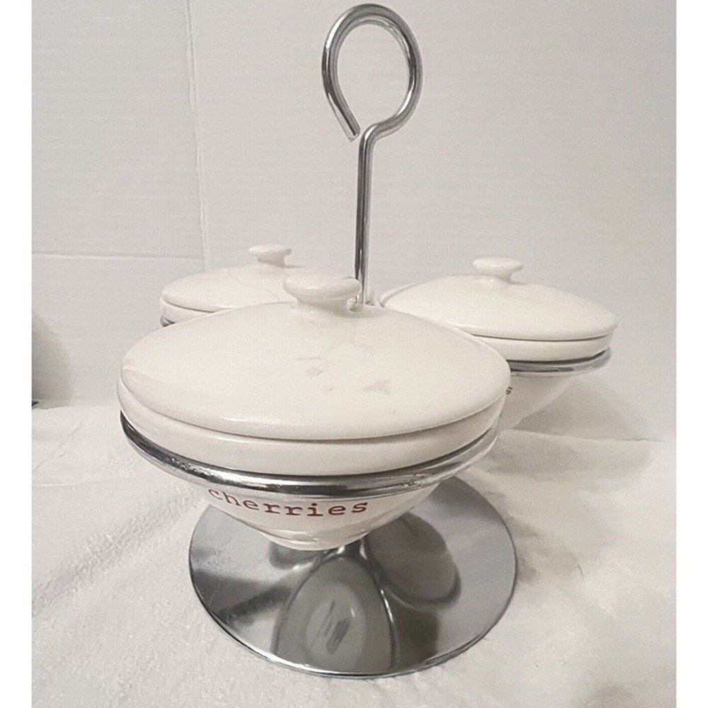 Pottery Barn Scoop Ice Cream Topping Set Unisex OS White Excellence Ceramic
